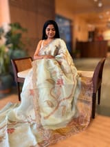 Mint Pure Organza Saree with one of a kind Tissue Applique work allover SS50331