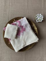Dusty Pink Pure Gorgette Saree With Zigzag Pattern Sequnce Border SS5072