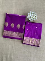 Purple Pute Handloom Katan Silk  3 pc Suit Set with  kaduwa weaving SS50592
