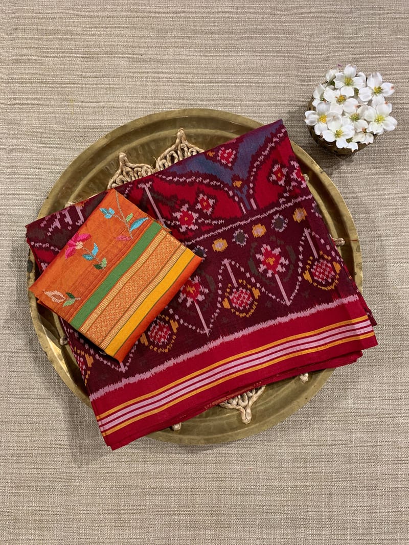 Multi Color Six Figure Patan Patola Saree