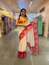 Organza Chikankari Embroidery Saree With Ganga Jamuna Bandhini Temple Borders SS50324