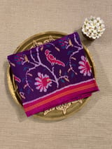 Violet and Pink Combo Pure Patan Patola Saree With Allover Creeper Design