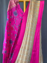 Designer Pure Handloom Gold tissue saree with kanchi petite point work blouse SS50448