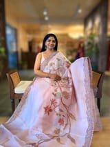 Dusty Pink Pure Organza Saree with one of a kind Tissue Applique work allover SS50332