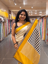 Tussar Gorgette Saree With Self Tissue & Pure Mashru and Sabhya Sachi  Borders