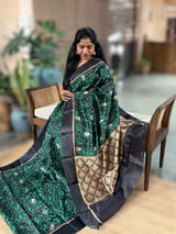 Black Kanchi Soft Silk with Allover Batik Print SS50506