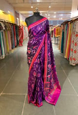 Violet and Pink Combo Pure Patan Patola Saree With Allover Creeper Design