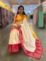 Organza Chikankari Embroidery Saree With Ganga Jamuna Bandhini Temple Borders SS50324