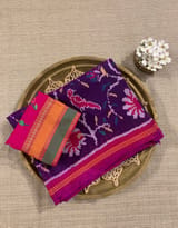 Violet and Pink Combo Pure Patan Patola Saree With Allover Creeper Design