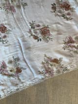 White Pure Chinnon Satin Crepe Saree With Floral Print & Handwork Borders