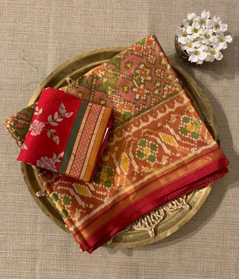 Twill Weave  Patan Patola Tissue Saree SS50350
