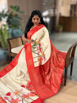 Ivory Kanchi Soft Silk with beautiful Handpainted style Skirt Border Print SS50504