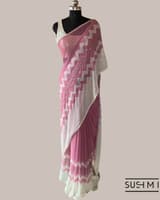 Dusty Pink Pure Gorgette Saree With Zigzag Pattern Sequnce Border SS5072