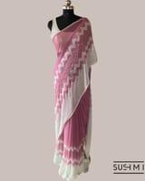 Dusty Pink Pure Gorgette Saree With Zigzag Pattern Sequnce Border SS5072