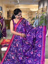 Violet and Pink Combo Pure Patan Patola Saree With Allover Creeper Design