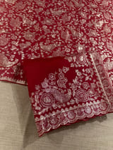Meroonish Red  Pure organza Saree with pita emb SS50309