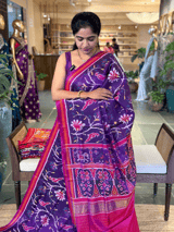 Violet and Pink Combo Pure Patan Patola Saree With Allover Creeper Design