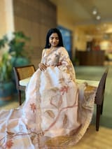 Dusty Pink Pure Organza Saree with one of a kind Tissue Applique work allover SS50332