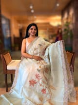 Mint Pure Organza Saree with one of a kind Tissue Applique work allover SS50331