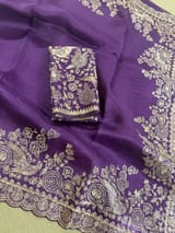 Purple Pure organza Saree with pita emb SS50308