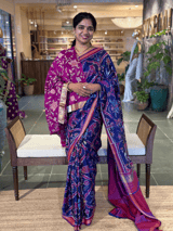 Blue and Majenta Combo Patan Patola Six figure Saree SS50354