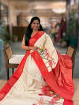 Ivory Kanchi Soft Silk with beautiful Handpainted style Skirt Border Print SS50504