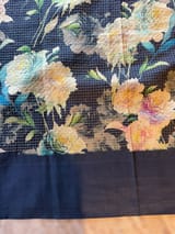 Kanchi Soft Silk Zari Checks Saree With 3D Statement Roses Print Allover. SS50517