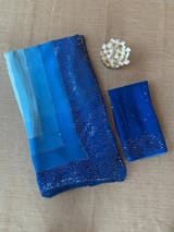 Pastel Blue Pure Gorgette Saree With Shaded Sequnce Border SS5073