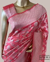 Kanakambaram Color Banarasi Katan Silk Saree with alliver  floral creeper jaal d