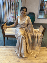 Baby Pink Mul tissue Saree with Tissue cutwork applique work border SS50444
