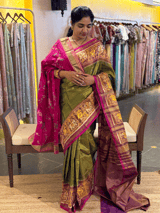 Parrot Green Color Tissue Patan Patola Saree