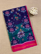Navy Blue and Peacock Combo Pure Patan Patola Saree