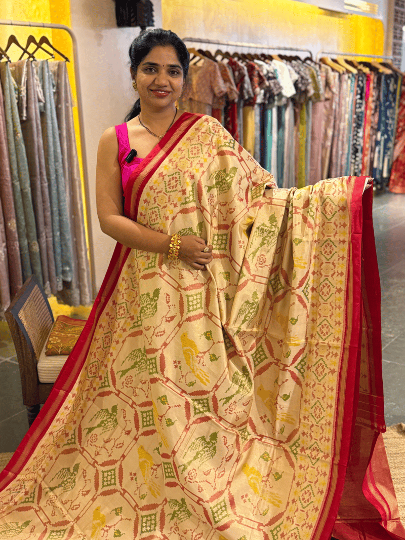 Twill Weave  Patan Patola Tissue Saree