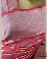 Kanakambaram Color Banarasi Katan Silk Saree with alliver  floral creeper jaal d