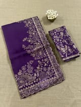 Purple Pure organza Saree with pita emb SS50308