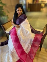 Organza Chikankari Embroidery Saree With Ganga Jamuna Bandhini Temple Borders SS50323