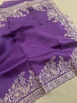 Purple Pure organza Saree with pita emb SS50308