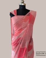 Pure Gorgette Saree in Abstract Style With Sequnce Allover SS5070