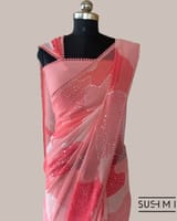 Pure Gorgette Saree in Abstract Style With Sequnce Allover SS5070
