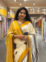 Tussar Gorgette Saree With Self Tissue & Pure Mashru and Sabhya Sachi  Borders