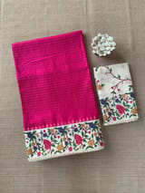 Pink Kanchi Soft Silk Saree With Petite Point Embroidered Border Pallu & Blouse SS50143
