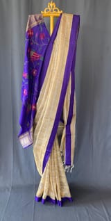 Designer Pure Handloom Gold tissue saree with kanchi petite point work blouse SS50447