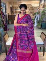Purple and Pink Combo Patan Patola Saree with Unique concept body and Border SS50351