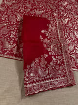 Meroonish Red  Pure organza Saree with pita emb SS50309