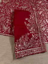 Meroonish Red  Pure organza Saree with pita emb SS50309
