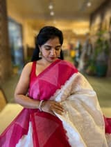 Organza Chikankari Embroidery Saree With Ganga Jamuna Bandhini Temple Borders SS50325