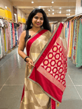 Tussar Gorgette Saree With Self Tissue & Pure Mashru and Sabhya Sachi  Borders