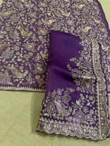 Purple Pure organza Saree with pita emb SS50308