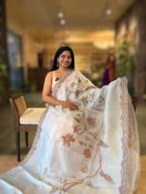 Pastel Blue Pure Organza Saree with one of a kind Tissue Applique work allover SS50329
