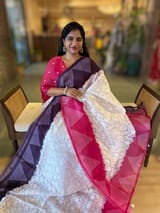 Organza Chikankari Embroidery Saree With Ganga Jamuna Bandhini Temple Borders SS50323